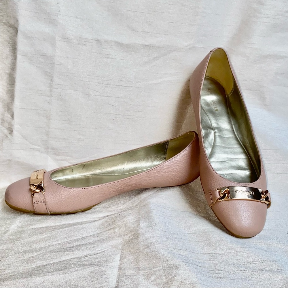 Coach Pink Ballet Flats with Gold Detail